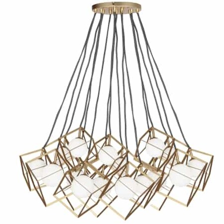 Dainolite 16Lt Halogen Pendant, Gld With Wh Glass TSN-16P-GLD